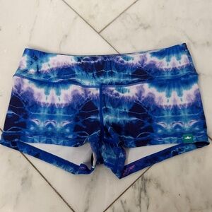 WodBottom Blue White Pink Tie Dye Stretch CrossFit Gym Exercise Workout Shorts